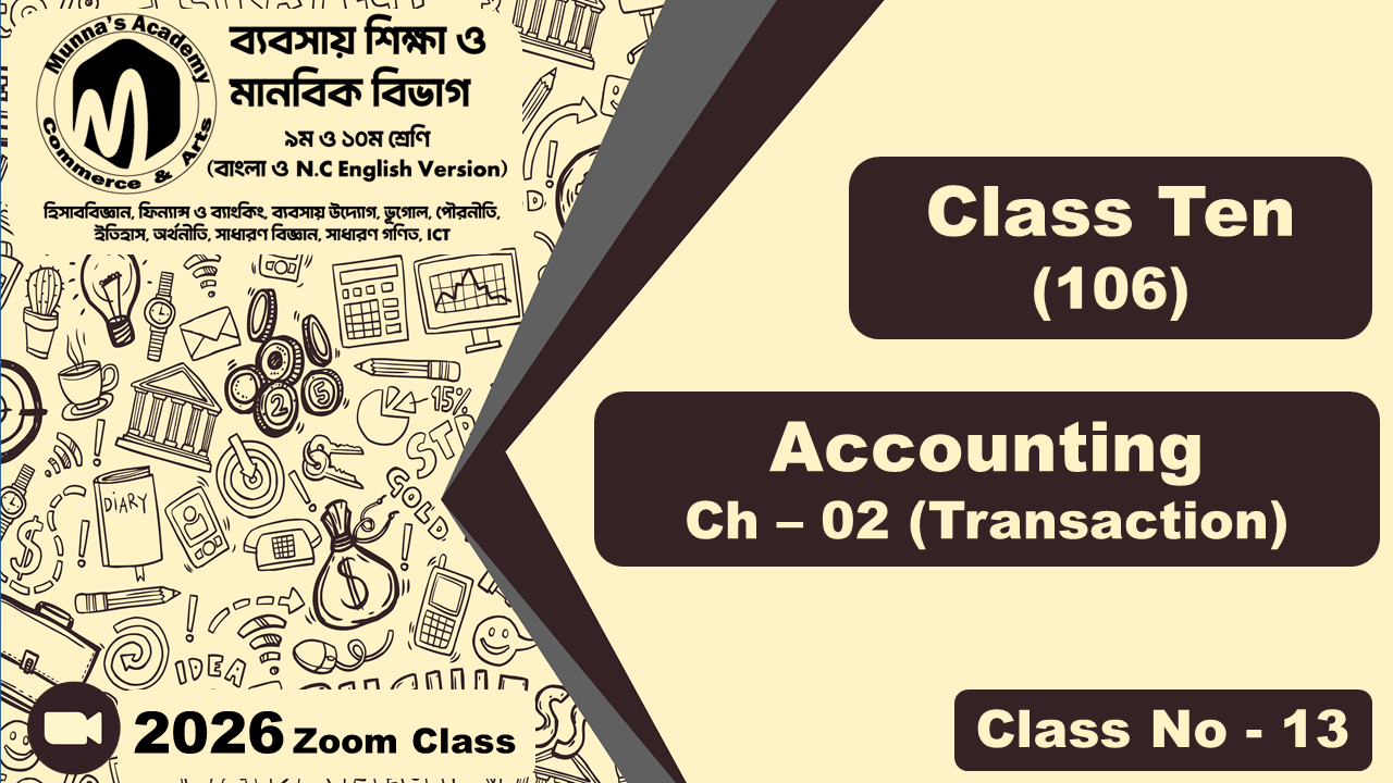 Class Ten-Commerce (N.C - 106) [Class No-13] Accounting, Ch - 02 (Transaction)