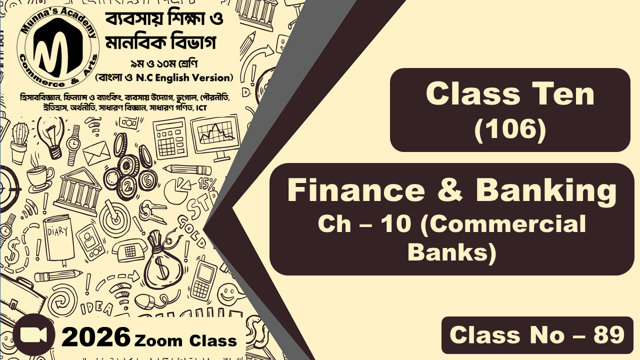 Class Ten - Commerce (N.C - 106) [Class No- 89] Finance & Banking, Ch -10 (Commercial Banks)