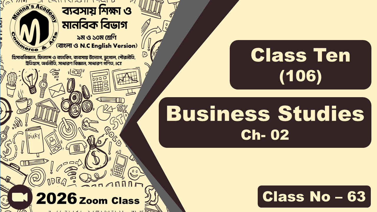 Class Ten - Commerce (N.C - 106) [Class No- 63] Business Studies, Ch - 2