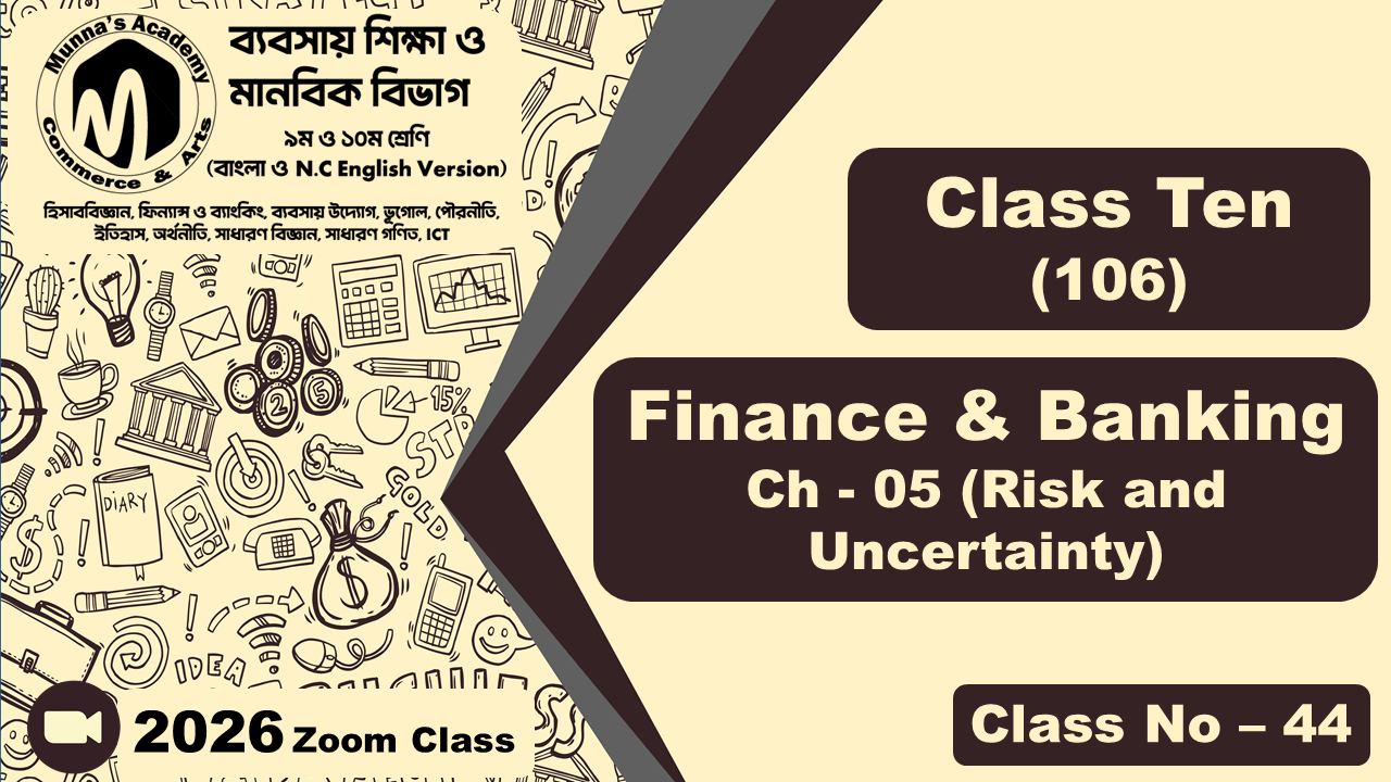 Class Ten - Commerce (N.C -106) [Class No - 44] Finance & Banking, Ch - 05 (Risk and Uncertainty)